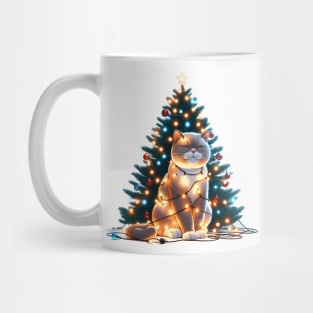 Cute Kitty by the Christmas Tree: Limited Edition Print Mug